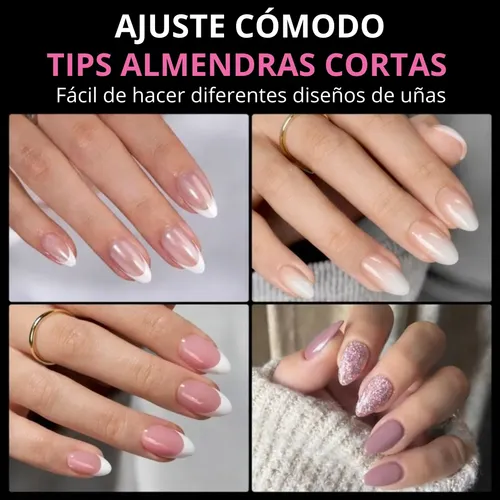 Tips De Uñas Acrílicas Profesionales Alta Calidad X240u Color Transparente Almendras Cortas
