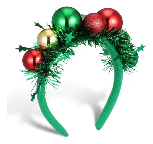 Diadema De Navidad Con Bolas Diadema Navideña Para Pelo