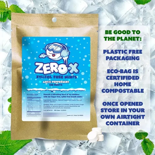 Breath Mints Chomp Zero-x Sin Xilitol, Sin Azúcar, 150 Unida