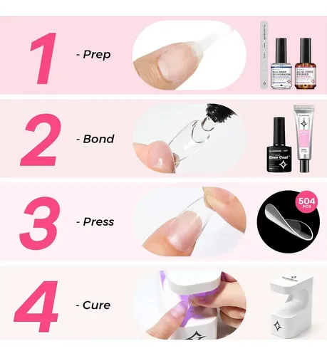 Kit De Extensión De Uñas Glamone: Set De Puntas De Gel Y