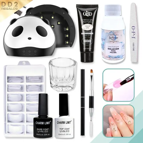 Kit Polygel Qbd 30ml Cabina 36w Pincel Lima Molde Top Base