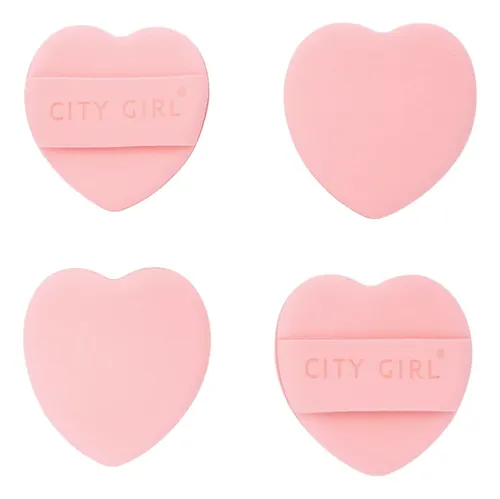 Esponjas De Maquillaje City Girl Corazón X4 Coral Claro