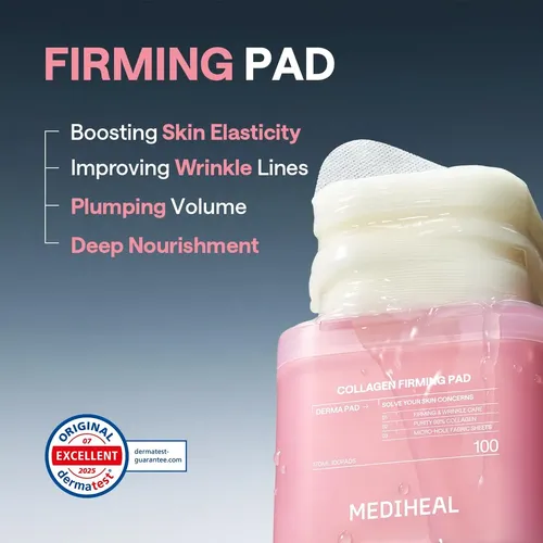 Pads Tónico Mediheal Con Colágeno Reafirmante, 100 Unidades