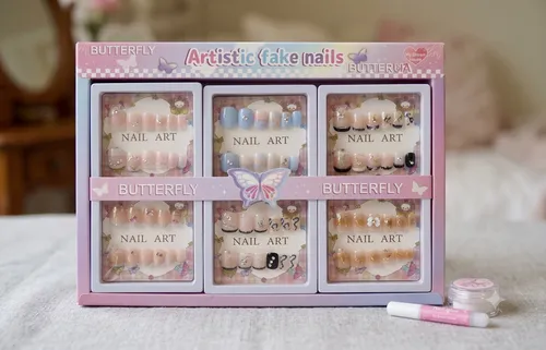 Set De Uñas Postizas X12 Cajas Gb Green Bazar Bijouterie