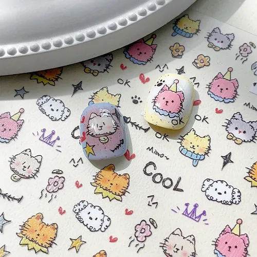 Pegatinas Planas De Uñas Con Gatito Lindo