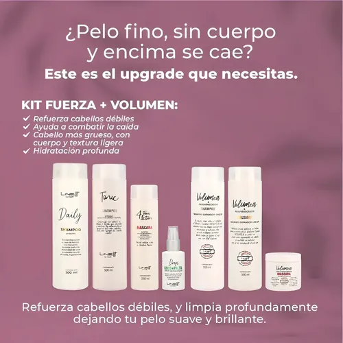 Mascarilla Voluminizadora Volumea para Cabellos Finos (efecto Engrosador/Redensificante) al mismo tiempo que rejuvenece la Fibra Capilar, producto profesional, Pote x 250Mls, LineUp