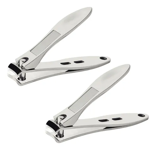 2× Cortaúñas Acero Inoxidable Zamak Lija 6,5 Cm