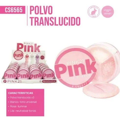 Polvo Suelto Pink21 Pink Tricolor Corrector Iluminador