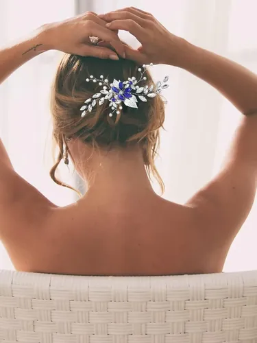 Peineta De Boda Con Cristales Azules Accesorios Para Cabello