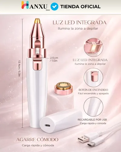 Depilador Facial Vello Corporal Luz Recargable 2 En 1 Mujer