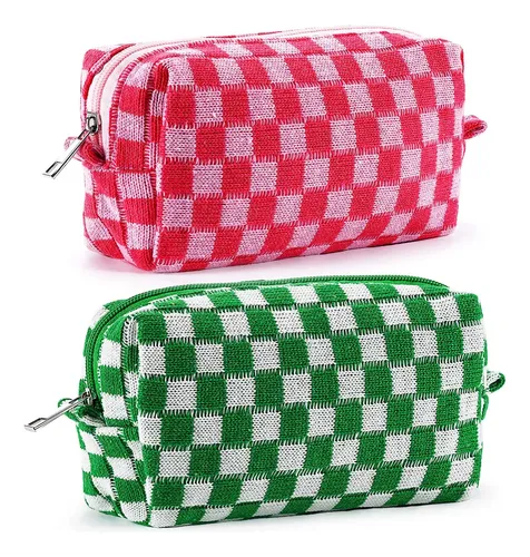 2 Bolsos Maquillaje Cuadros, Estética Y2k, Organizador +