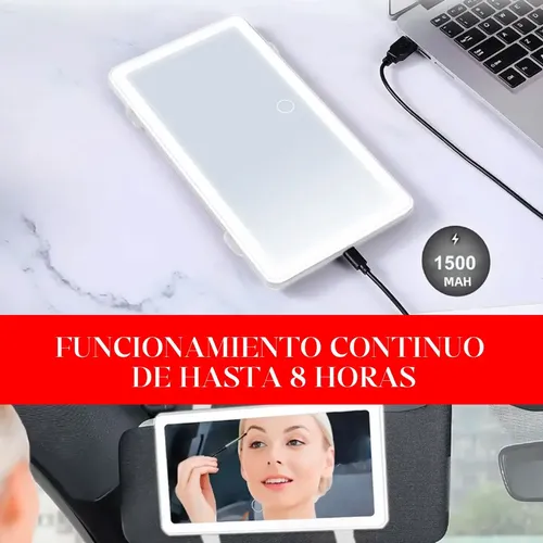Espejo De Maquillaje De Visera De Coche Con 3 Modos Luz Led