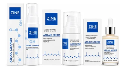 Kit Skincare Zine Azelaic Cleanser + Crema Facial Y Sérum