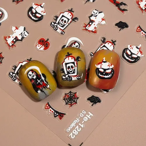 2 Pegatinas For Uñas De Calaveras De Halloween