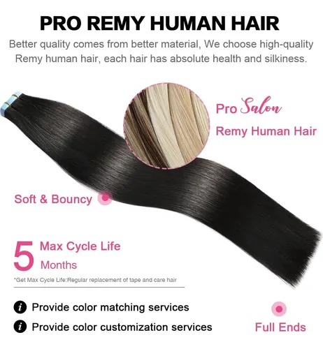 Extensiones De Cabello Con Cinta 1b Off Black Suyya 20