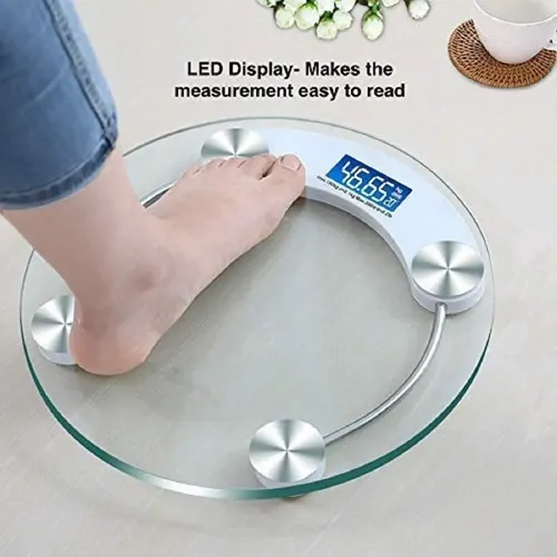 Balanza Digital Baño Vidrio LCD 180kg Redonda Apagado Automático Venice