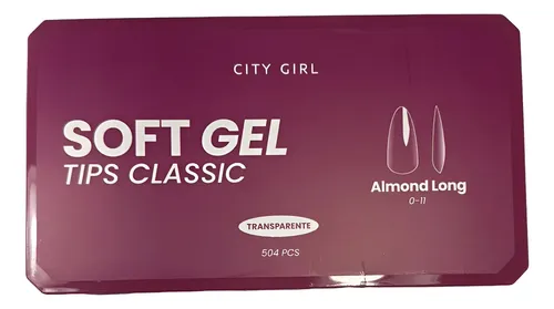 Uñas Postizas City Girl Almond Long Classic Transparente de Gelificadas, 504 Unidades