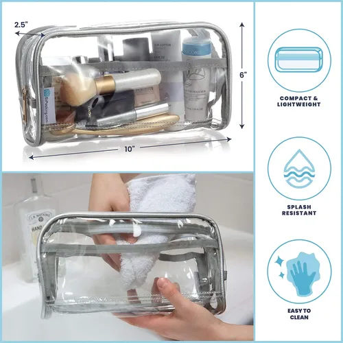 Bolsa De Maquillaje Ezpacking Clearview Ivory Pvc Con Piel V