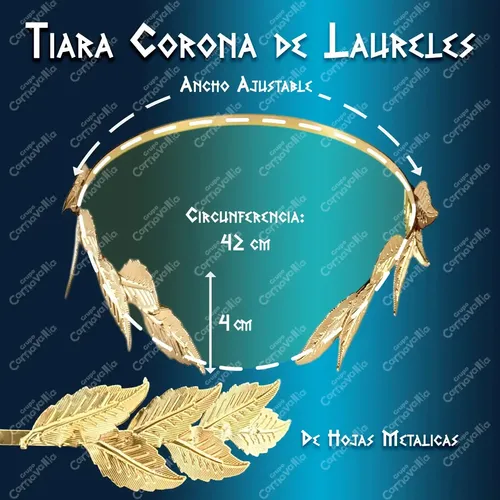 Corona Metálica De Hojas De Laureles Tiara Accesorio