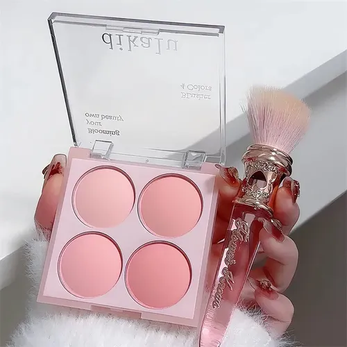 Paleta 4 En 1 Para Contorno, Rubor, Iluminador Mate Y Satina