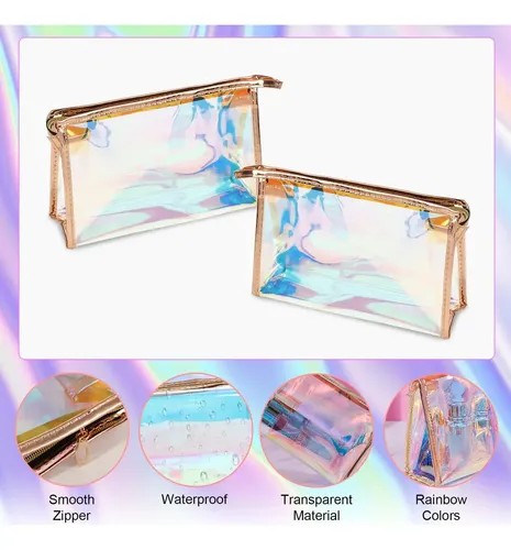 5 Pzs Bolsas Maquillaje Holográfico Iridescente Organiza