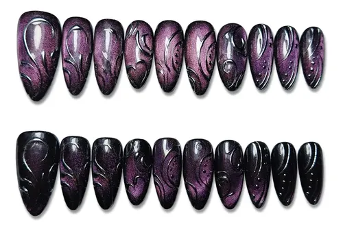 Uñas Press On Premium 7 Diseños + Kit Completo Reutilizables