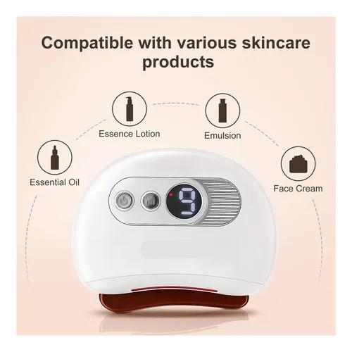 Masajeador Facial Eléctrico Gua Sha, Dispositivo Calentado