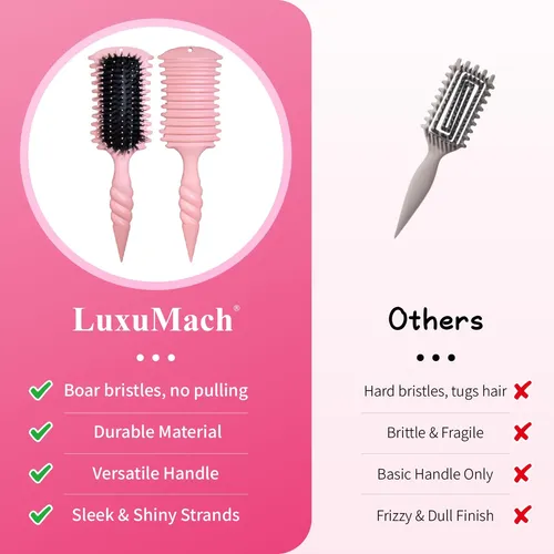 Cepillo De Pelo Luxumach Curly Hair Pink Vegan Bristle