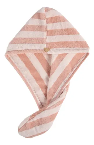 Gorro De Baño Con Forro Polar Suave A Rayas En V, Absorbente