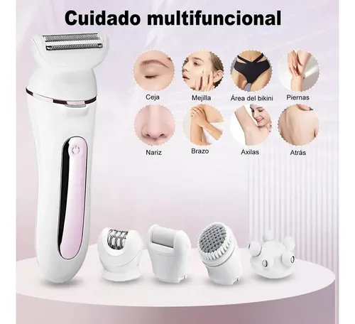 Bikini Facial Recargable 5 En 1 Con Afeitadora Eléctrica Par Rosa