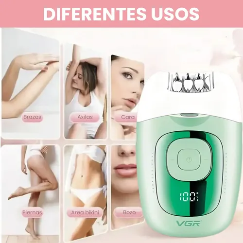 Depiladora Mujer Led Recargable Vgr V-760 18 Pinzas Luz Verde