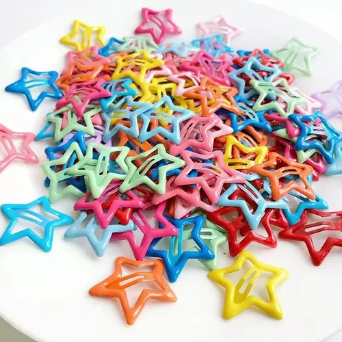 100 Broches Pelo Estrella Colores Clip Bb Metal Aleaci