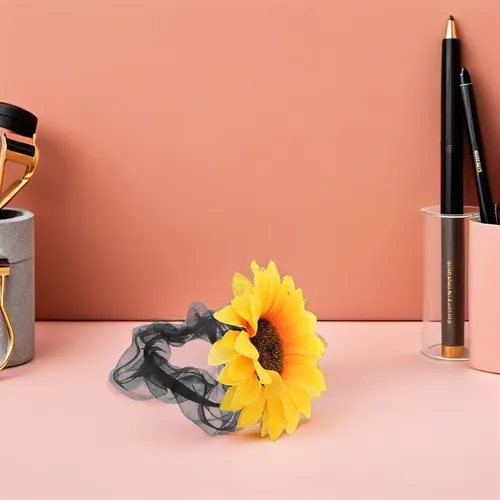 ..10 Cintas Para El Pelo Con Forma De Girasol: Bandas Amarillo Sunflower