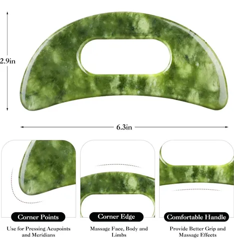 Herramienta De Masaje Gua Sha Jade Mierbai Grande 15.7cm