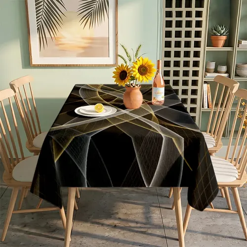 Pestaña De Comedor Negra Con Patrón Futurista Abstracto De R