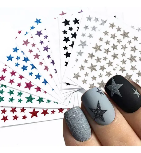 Pegatinas 3d Con Forma De Estrella Con Purpurina Para Uñas,