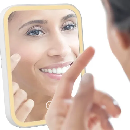 Espejo De Maquillaje Led De 3 Niveles Recargable Usb