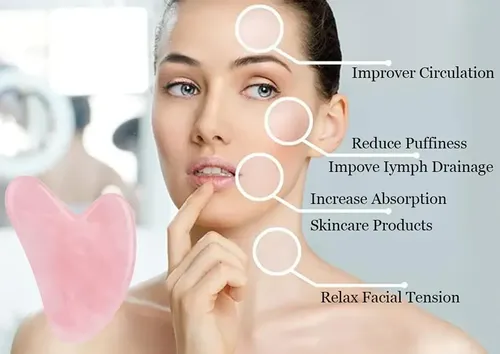 Gua Sha Piedra Cuarzo Rosa Masajeador Facial Skincare