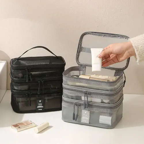 Bolsas Cosméticas De Malla Con Cierre Y Asa
