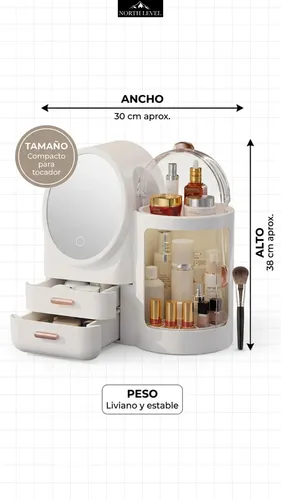 Organizador De Maquillaje Con Espejo Y Cajon Profesional