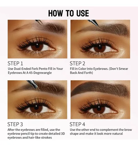Lápiz De Cejas Microblading 2 En 1 Resistente Al Agua Marrón