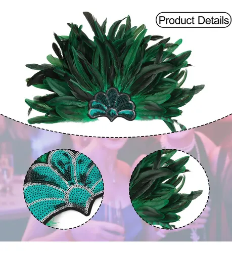 Tocado De Plumas Showgirl Verde Para Cosplay