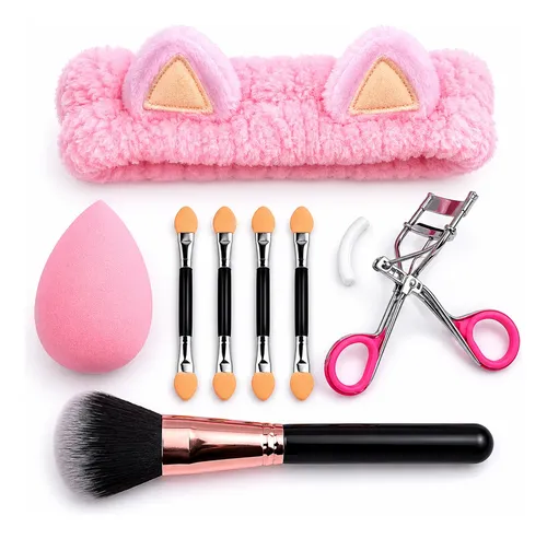 Kit Belleza Maquillaje Facial Esponja Brocha Y Vincha Set