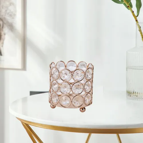 Soporte De Cristal Para Brochas De Maquillaje, Dorado