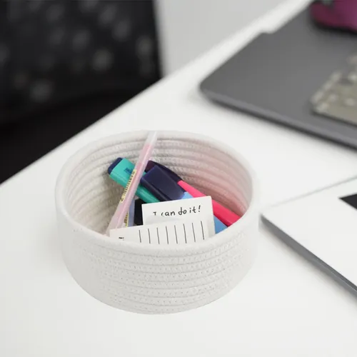Set X3 Canastos Organizadores De Escritorio Para Cosméticos Blanco