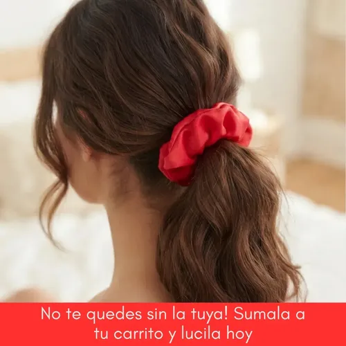 Scrunchies, Colitas De Pelo De Raso Antifrizz. Rojo