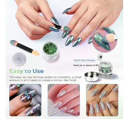 Kit De Polvos Cromados Para Uñas 24 Colores Mknzome