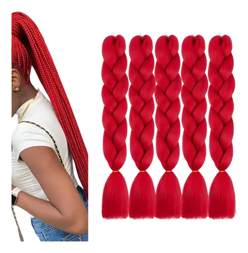 Kanekalon Extension Pelo Termico Trenza Africana 60cm Lfme Rojo A 12