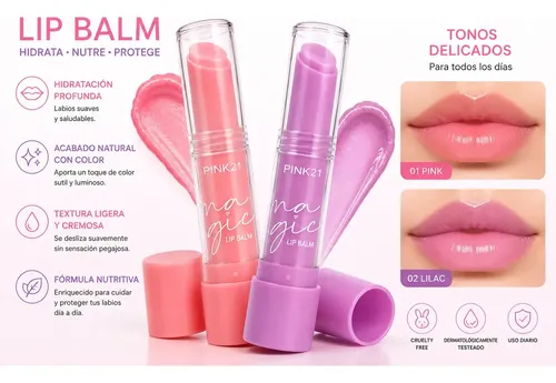Balsamo Labial En Barra Hidratante Efecto Magico Pink 21
