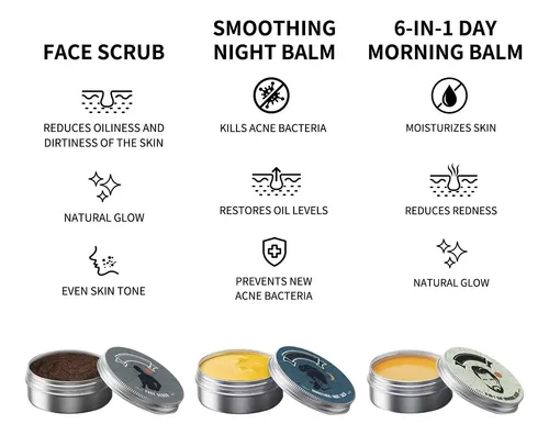 Set De Cuidado Facial Con Crema, Exfoliante Y Humectante